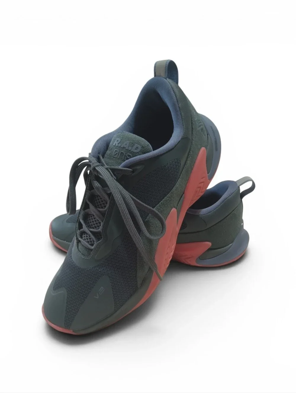 R.A.D. One Global Women's Athletic Sneakers in Grey and Coral Accent
